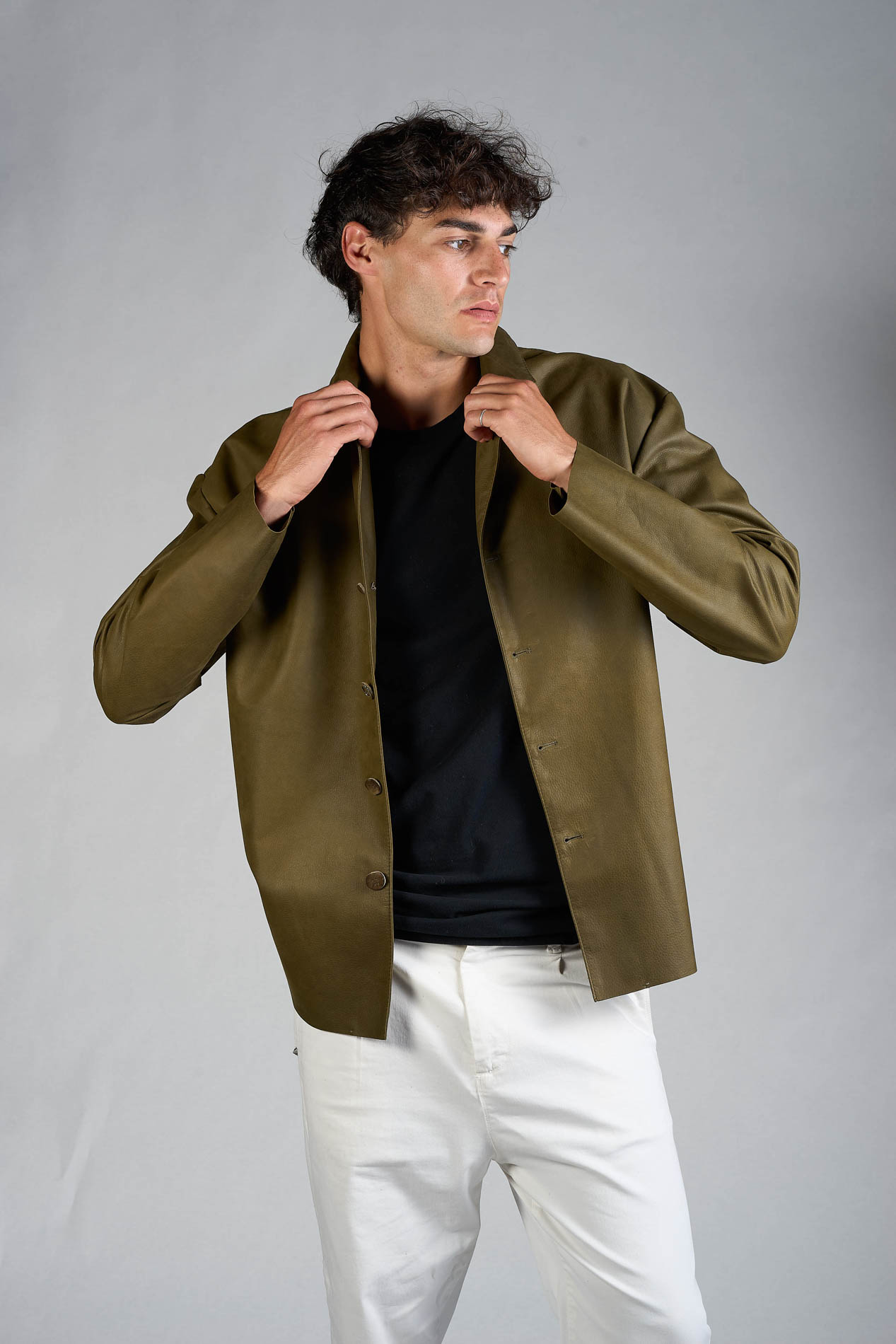 DANIELE BASTA LEATHER AND SILVER JACKET 